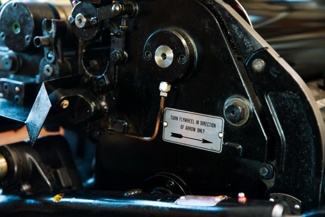 heidelberg windmill close up of flywheel sign